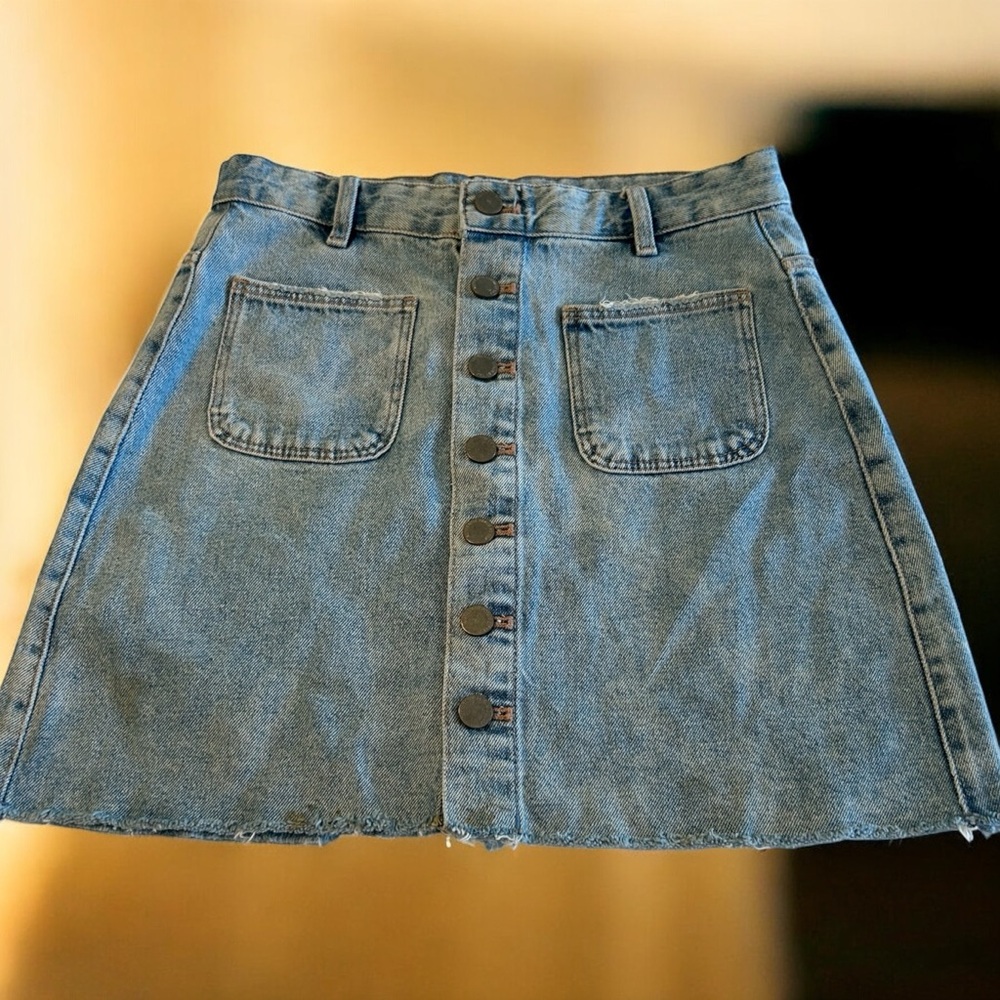 Zara Authentic Denim by Trafaluc Denim Skirt with front closure buttons, Sz S